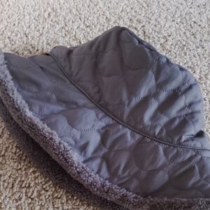 Quilted  Reversible Gray Winter Bucket Hat For Women, NEW